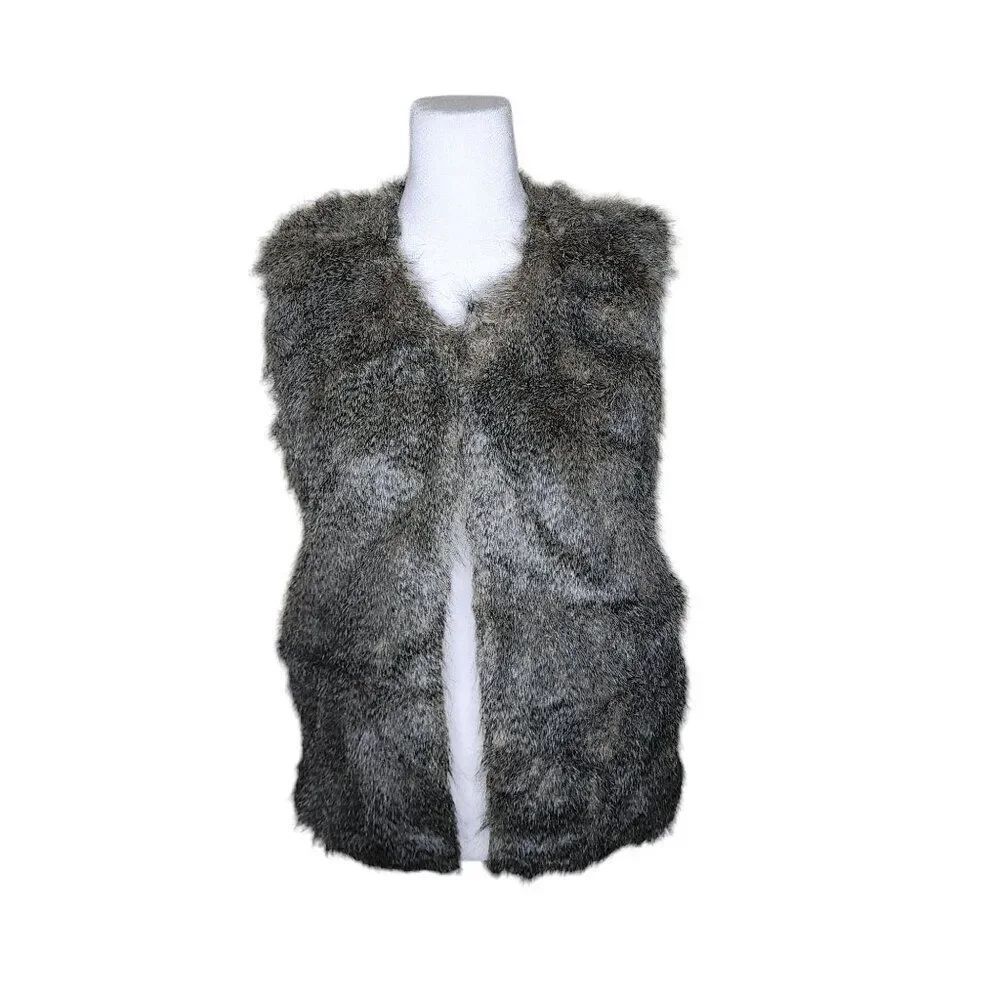 Glamsia Faux Fur Sleeveless Vest Womens Size S Brown Festival Boho